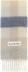 Acne Studios Purple & Off-white Mohair Checked Scarf In Dl6 Vanilla/beige/la