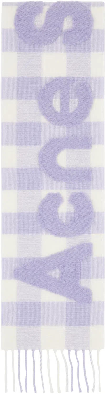 Acne Studios Purple & White Check Logo Scarf