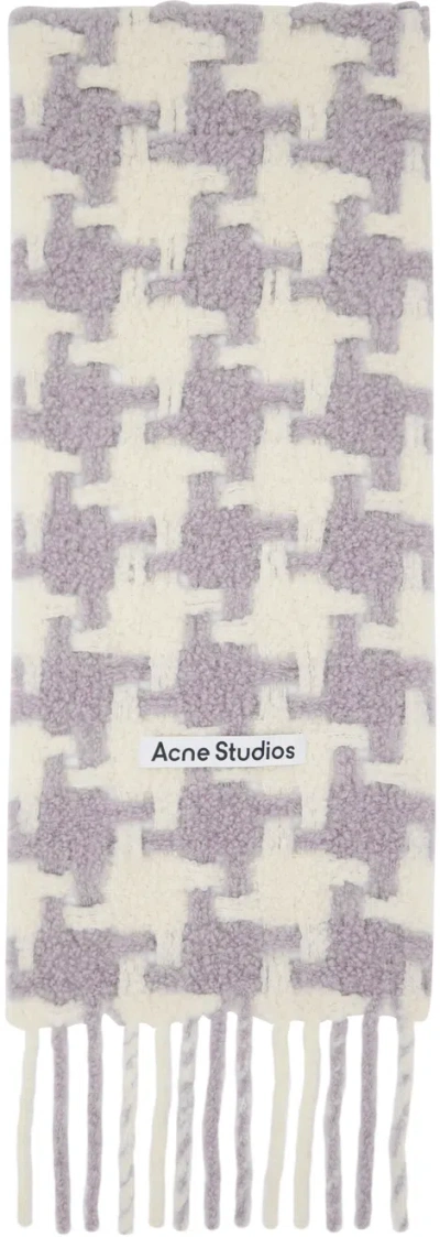 Acne Studios Womens Lilac White Vadik Houndstooth Alpaca-blend Scarf In Aff Lilac/white