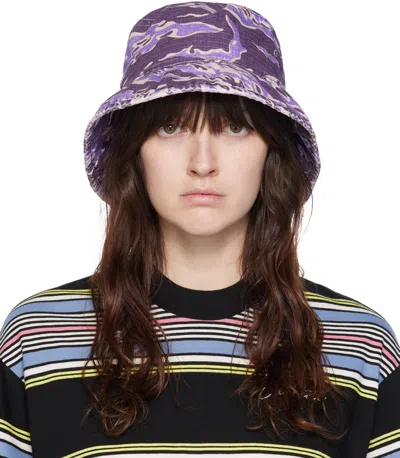 Acne Studios Purple Brimmo Flame Camo Bucket Hat In Dm6 Purple Multi