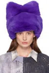 Acne Studios Purple Fluffy Bow Beanie In Ada Purple