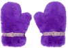 ACNE STUDIOS PURPLE FLUFFY BUCKLE MITTENS