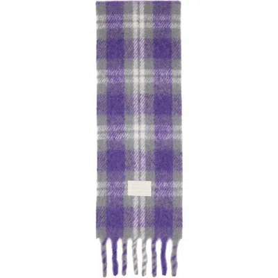 Acne Studios Purple Fringed Alpaca-wool Scarf In Ai3 Grey/purple