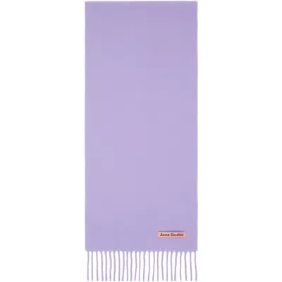 Acne Studios Purple Fringed Wool Scarf In Dqi Lilac