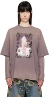 Acne Studios Purple Layered Print T-shirt In Cjd Dark Mauve