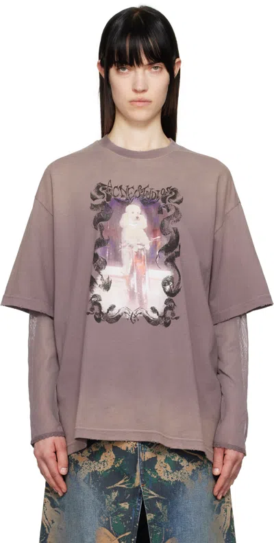 ACNE STUDIOS PURPLE LAYERED PRINT T-SHIRT