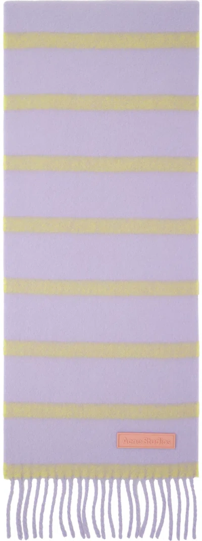 Acne Studios Purple Narrow Scarf In Dih Lilac/yellow