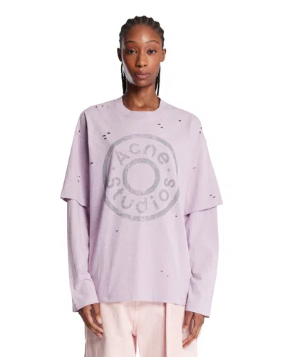Acne Studios Purple Oversize Logo T-shirt In Gray