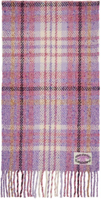 Acne Studios Purple Plaid Fringe Scarf In Ade Violet Purple