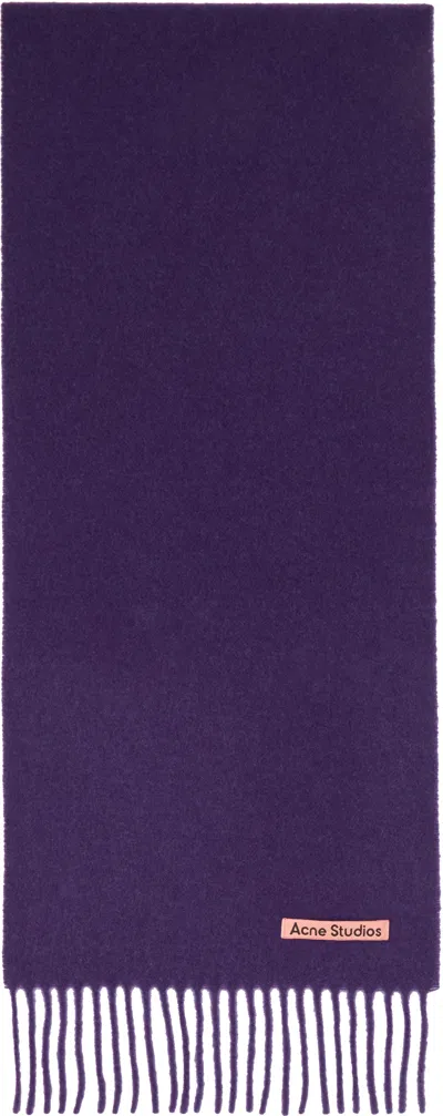 Acne Studios Purple Skinny Fringe Wool Scarf