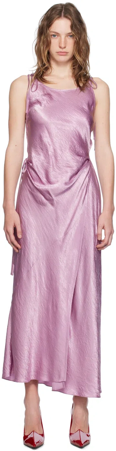 Acne Studios Crinkled Satin Dress In Lilac Purple