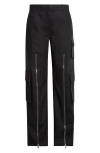 Acne Studios Pytail Layered Cotton Sateen Cargo Pants In Black