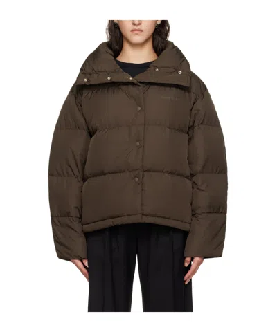 Acne Studios Quilted Snap Down Jacket In Green
