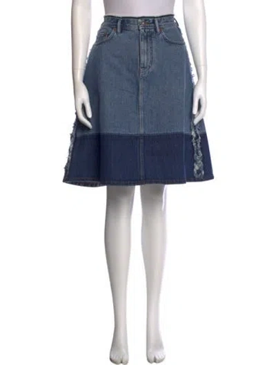 Pre-owned Acne Studios Raw-edge Trim Knee-length Skirt In Blue