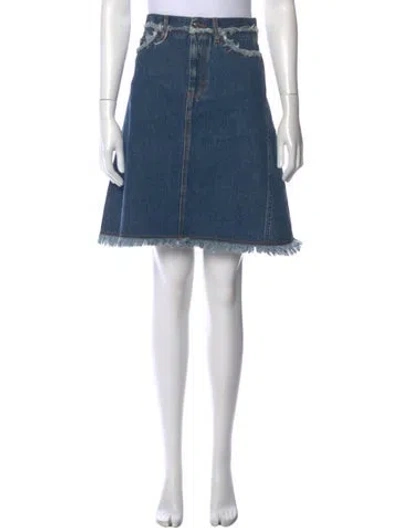 Pre-owned Acne Studios Raw-edge Trim Knee-length Skirt In Blue