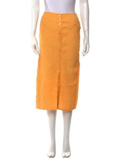 Pre-owned Acne Studios Raw-edge Trim Midi Length Skirt In Orange