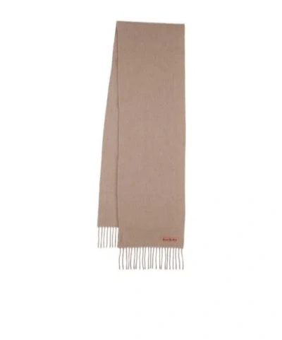 Acne Studios Rectangle Scarf With Fringe In Brown