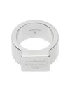 Acne Studios Silver Logo Engraved Signet Ring In Metallic