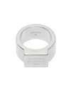 Acne Studios Rectangular-logo Signet Ring In Metallic