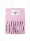 Acne Studios Rectangular Pastel Pink Alpaca Blend Scarf With Fringed Ends In Pink