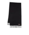 Acne Studios Logo-tag Frayed-edge Scarf In Black