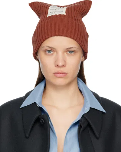 Acne Studios Red Ribbed Beanie