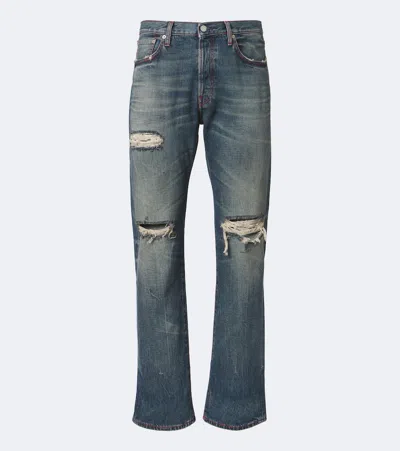 Acne Studios Re-edition Distressed Straight Jeans In Blue