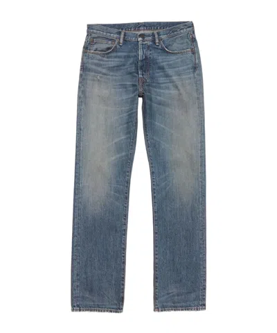 Acne Studios Straight Leg Denim Jeans Distressed Contrast Panels In Animal Print
