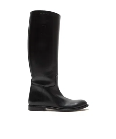Acne Studios Reitstiefel Aus Leder In Black