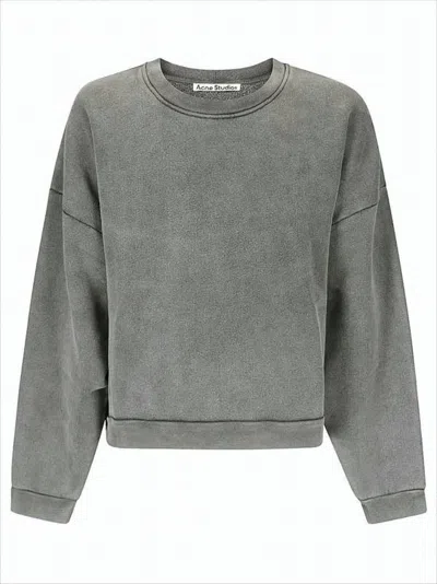 Acne Studios Relaxed Fit Crew Neck Long Sleeve Shirt In Gray