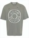 Acne Studios Relaxed Fit Grey Distressed Logo T-shirt In Gray