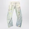 Acne Studios Distressed Printed Barrel-leg Jeans In Multi
