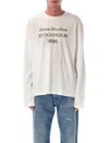 Acne Studios Mens Distressed Long-sleeve Logo T-shirt In Neutral