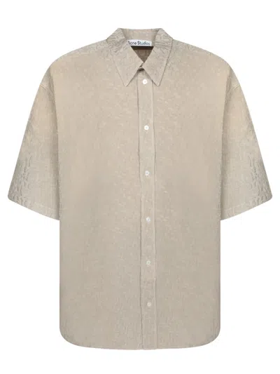 Acne Studios Relaxed Fit Textured Beige Shirt With Button-down Front