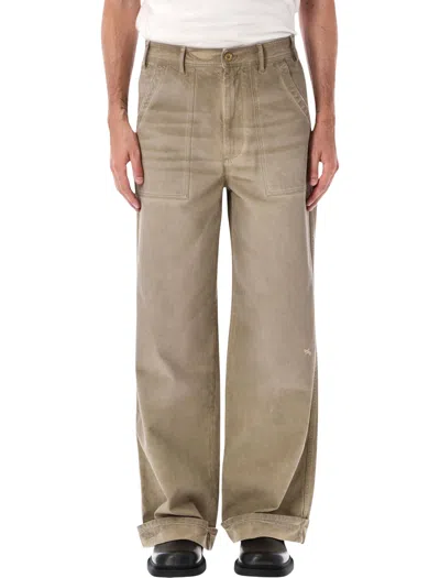Acne Studios Relaxed Wide-leg Cargo Jeans In Camel Beige