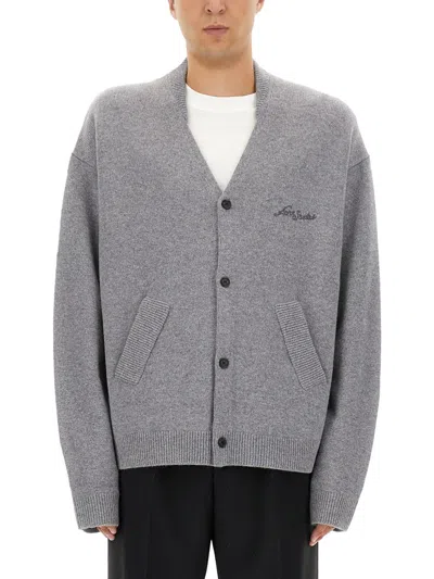 ACNE STUDIOS RELAXED-FIT V-NECK CARDIGAN WITH BUTTON-DOWN FRONT AND EMBROIDERED DETAILING