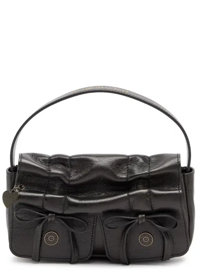 Acne Studios Rev Micro Crinkled Leather Top Handle Bag In Dark Brown