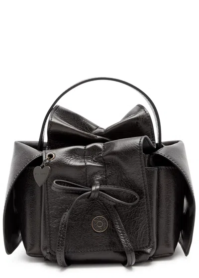 Acne Studios Rev Mini Crinkled Leather Top Handle Bag In Dark Brown