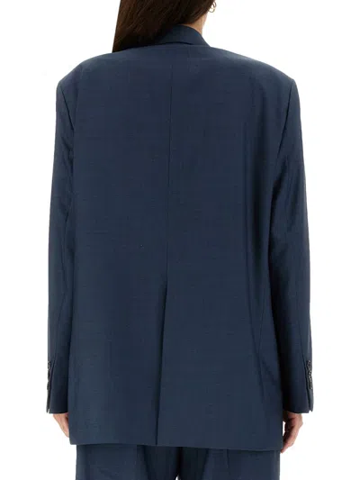 Acne Studios Reverse-tooth Wool Jacket In Blue