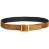 Acne Studios Reversible Leather And Suede Belt In Gold