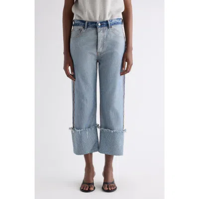 Acne Studios Rhinestone Cuff Ankle Jeans In Blue