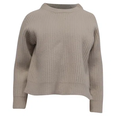 Acne Studios Rib Knit Sweater In Ecru Wool In Brown