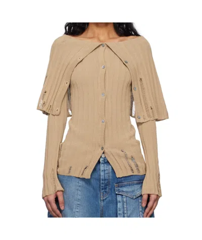 Acne Studios Rib Knitted Cardigan In Nude