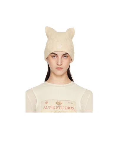 Acne Studios Rib Knitted Wool Hat In Nude