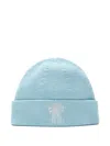 Acne Studios Ribbed Bow-embroidered Beanie In Blue