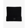 Acne Studios Womens Black Ribbed Brand-patch Wool-blend Beanie In Black