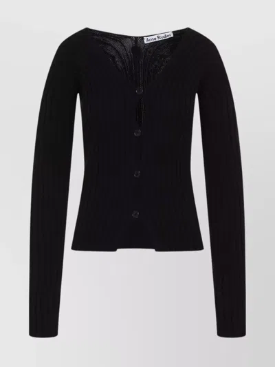 ACNE STUDIOS RIBBED COTTON V-NECK CARDIGAN