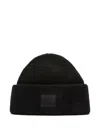 Acne Studios Ribbed Face-patch Beanie Hat In Brown