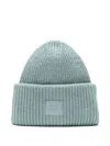 Acne Studios Ribbed Face-patch Beanie Hat In Blue