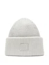 Acne Studios Ribbed Face-patch Beanie Hat In Gray